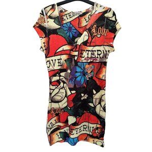 Vintage Ed Hardy Knit Dress True Love Rock N Roll Size Large